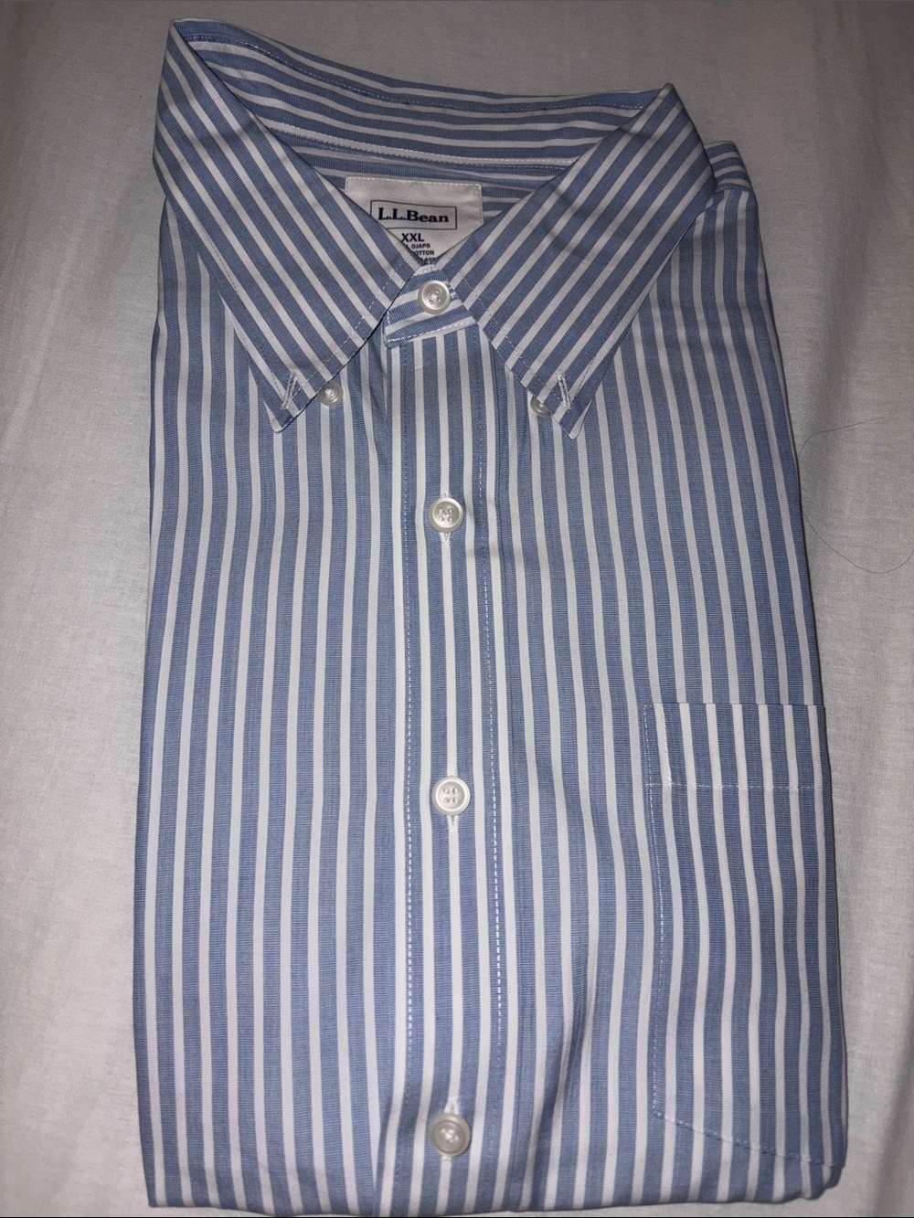 L.L. Bean Men’s Blue and White Vertical Stripe Dress Shirt